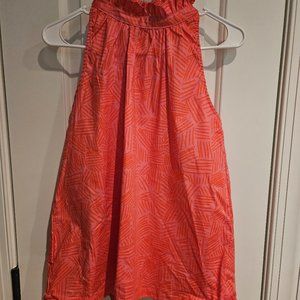 Large Michelle McDowell geometric pattern high neck ruffle blouse